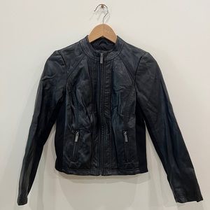 The Limited Black Vegan Faux Moto Leather Jacket - Full Zip - Lined - XSP